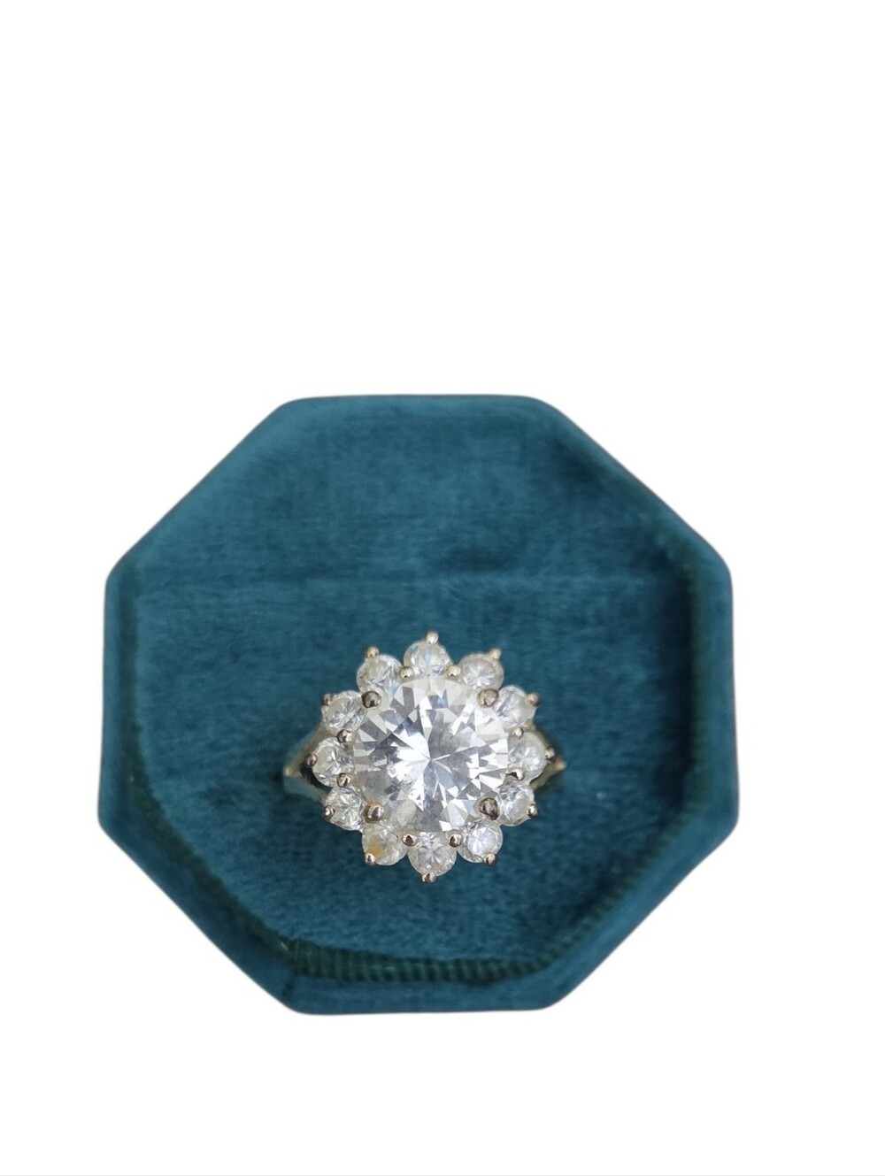 Vintage Size 8 925 China Sparkling White Crystal Cluster Ring